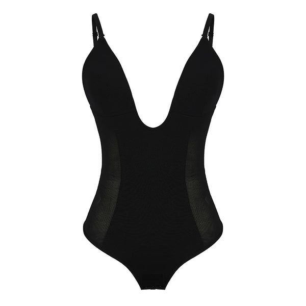 Deep V Backless Bodysuit Waist Trainer